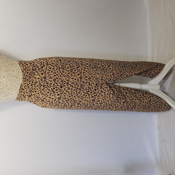 LEITH Nordstrom Animal Print Wide Leg Tie Front Crop High Rise Waist Pants 3X - Picture 8 of 15